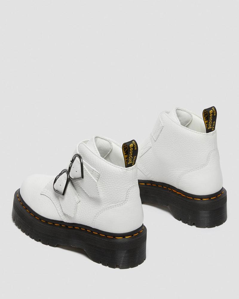 Botas Plataforma Dr Martens Devon Heart Cuero Mujer Blancos | MX 543HAP